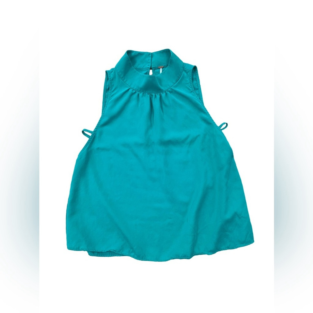 Free People Women’s Size Large Teal Palm Breeze Mock Neck Sleeveless Top